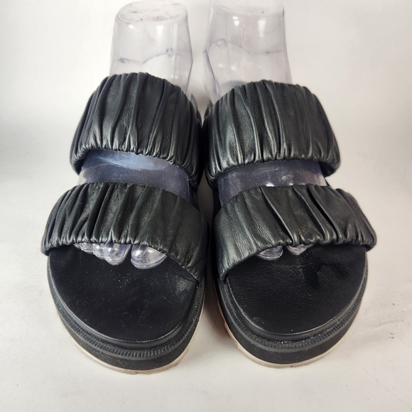 SOREL Women's Roaming Two Strap Sandal Size 8.5 Black Leather Slip On Shoe - Picture 4 of 11